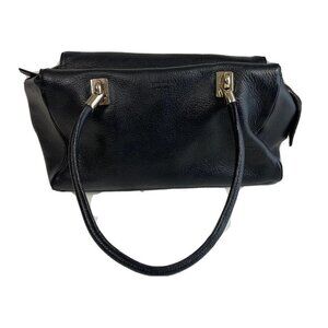 Kate Spade NY Womens Pebble Leather Satchel Bag Purse Black M Zip Pocket 14258